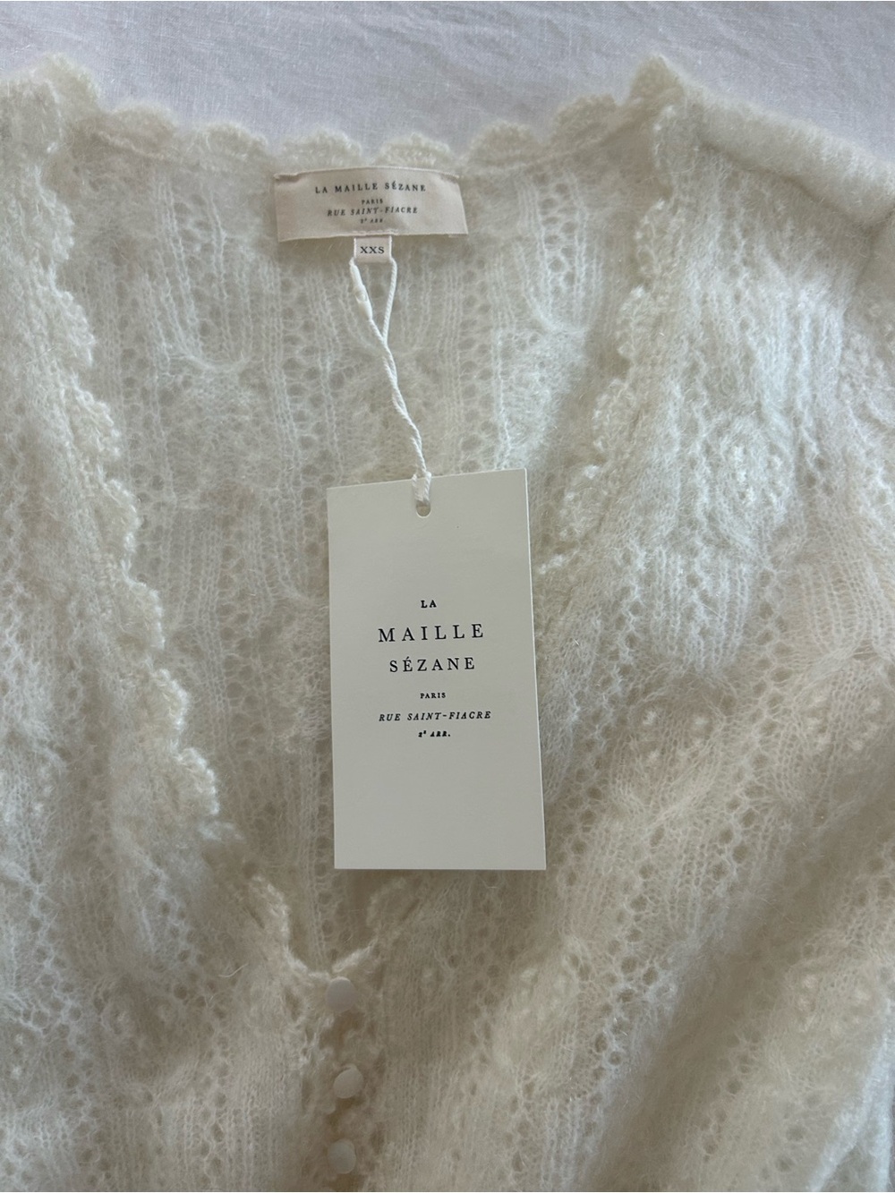 ** New with Tags - Sezane Soft Knit Ivory Cardigan Sweater with Tie Waist - Picture 4 of 4